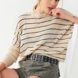 URBAN OUTFITTERS- cream and navy striped sweater, size small